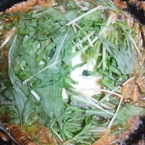 シャキシャキ水菜でキムチ鍋